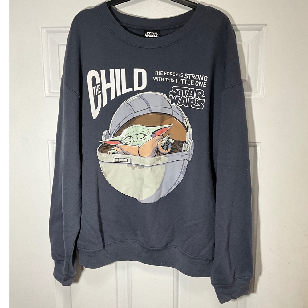 Star Wars The Child Grogu Baby Yoda Sweatshirt Gray XL 15-17 Mandalorian